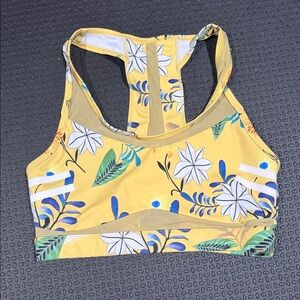 ZYIA Yellow Reflective Light N Tight Floral Sports Bra